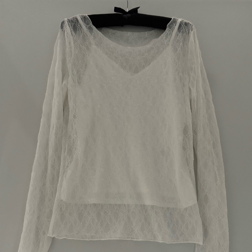 Wishlist Sheer Lace Blouse - White